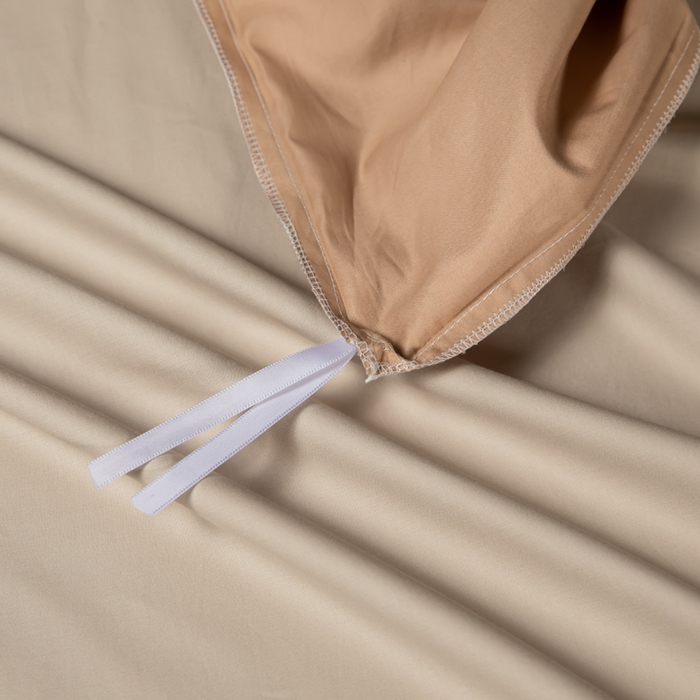 91家纺网 家纺一手货源 找家纺 泰迪爱兰Teddy 2025新款100支（50支）全棉贡缎字母绣花四件套 米驼+卡其