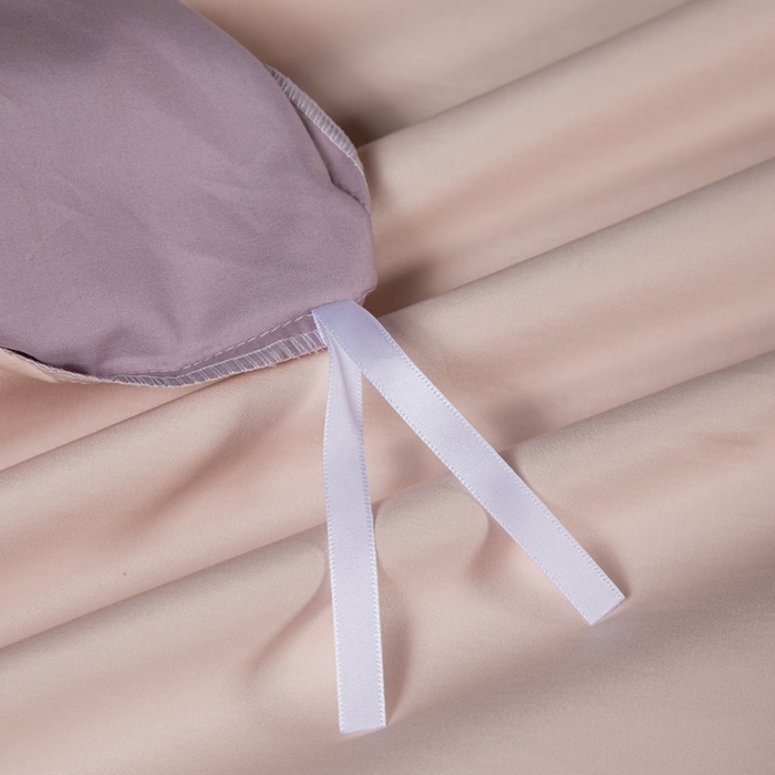 91家纺网 家纺一手货源 找家纺 泰迪爱兰Teddy 2025新款100支（50支）全棉贡缎字母绣花四件套 低调粉+加仑紫