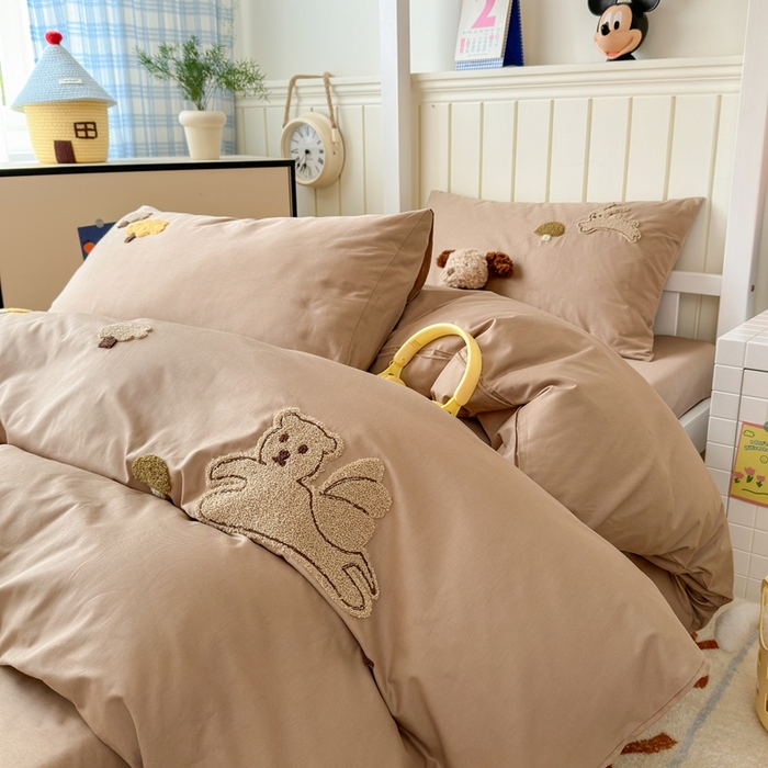 91家纺网 家纺一手货源 找家纺 锦觅 2025新款学生季全棉纯棉毛巾绣三件套奶油小清新刺绣四件套（全文件大图以及买家秀） 丛林趣事