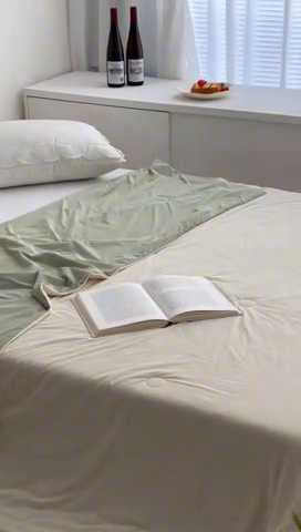 91家纺网 家纺一手货源 找家纺 佰织鑫家居 2025新款科技凉感小冰芯冰皮锦氨凉感丝夏被空调被 双拼柠檬黄