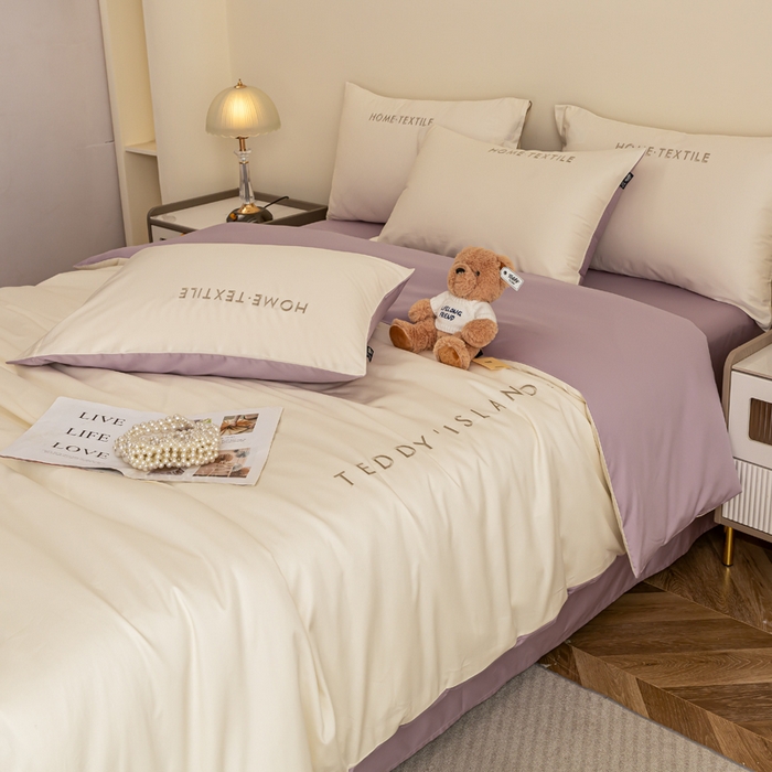 91家纺网 家纺一手货源 找家纺 （总）泰迪爱兰Teddy 2025新款100支（50支）全棉贡缎字母绣花四件套