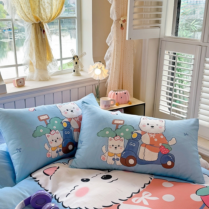 91家纺网 家纺一手货源 找家纺 馨语家居 2025新款全棉双层纱四件套 郊游