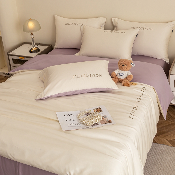 91家纺网 家纺一手货源 找家纺 （总）泰迪爱兰Teddy 2025新款100支（50支）全棉贡缎字母绣花四件套