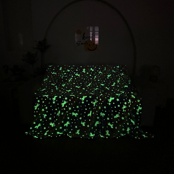 91家纺网 家纺一手货源 找家纺 梦斋家纺 2025新款夜光彩虹独角兽飞马星星法兰绒毛毯 夜光4