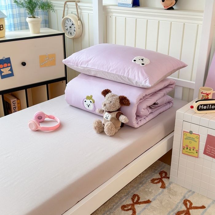 91家纺网 家纺一手货源 找家纺 锦觅 2025新款学生季全棉纯棉毛巾绣三件套奶油小清新刺绣四件套（全文件大图以及买家秀） 甜蜜幸福