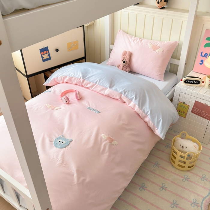 91家纺网 家纺一手货源 找家纺 锦觅 2025新款学生季全棉纯棉毛巾绣三件套奶油小清新刺绣四件套（全文件大图以及买家秀） 甜心小猫