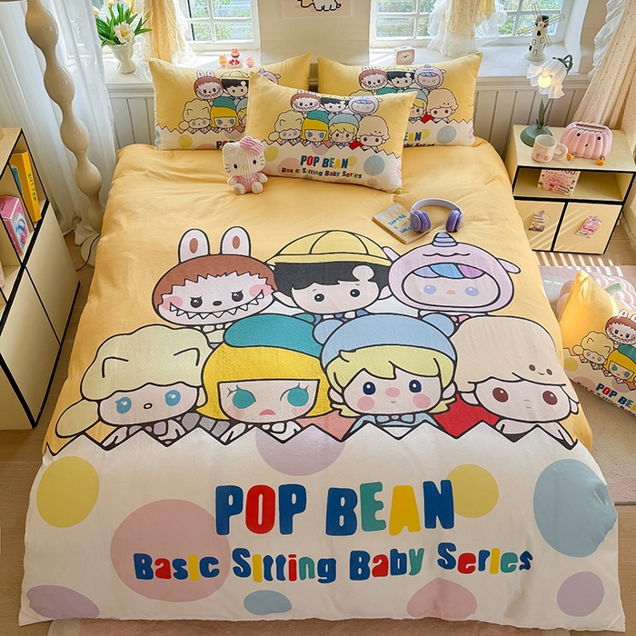 91家纺网 家纺一手货源 找家纺 馨语家居 2025新款全棉双层纱四件套 萌仔叠叠乐