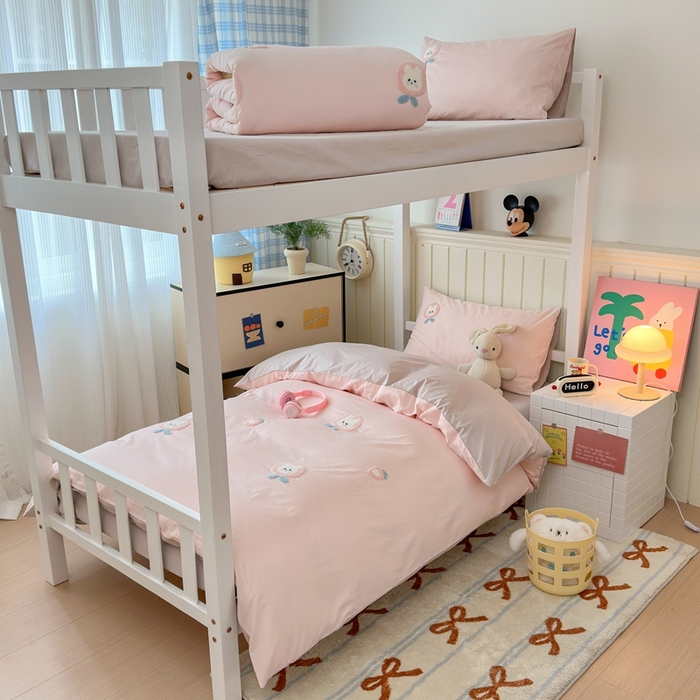 91家纺网 家纺一手货源 找家纺 锦觅 2025新款学生季全棉纯棉毛巾绣三件套奶油小清新刺绣四件套（全文件大图以及买家秀） 草莓兔兔