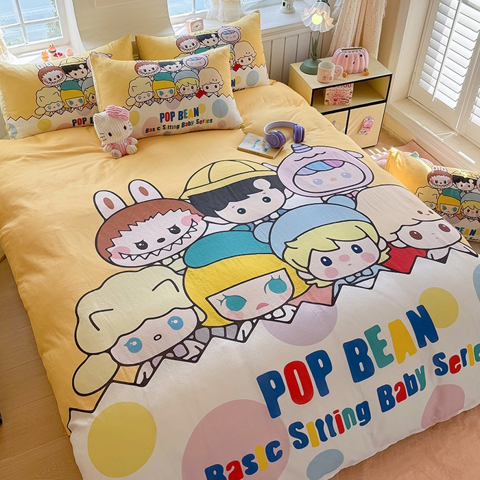 91家纺网 家纺一手货源 找家纺 馨语家居 2025新款全棉双层纱四件套 萌仔叠叠乐