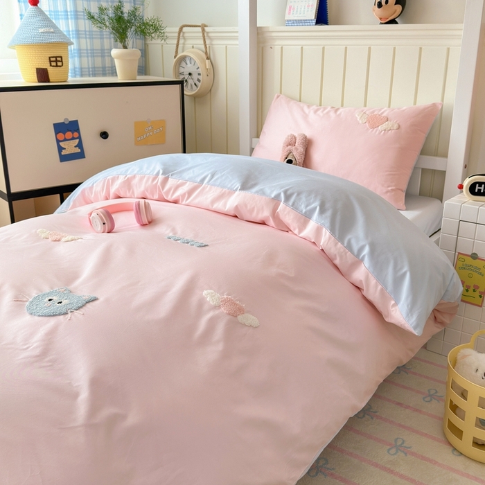 91家纺网 家纺一手货源 找家纺 锦觅 2025新款学生季全棉纯棉毛巾绣三件套奶油小清新刺绣四件套（全文件大图以及买家秀） 甜心小猫