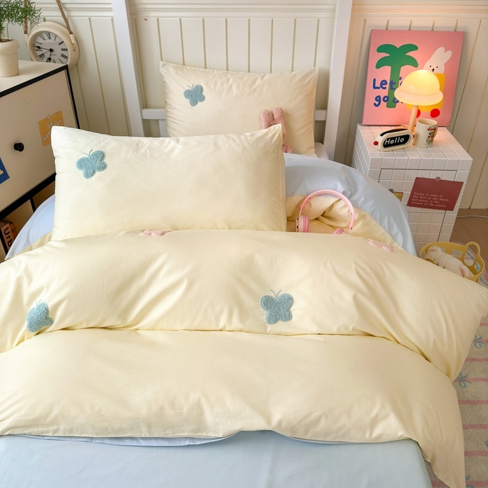 91家纺网 家纺一手货源 找家纺 锦觅 2025新款学生季全棉纯棉毛巾绣三件套奶油小清新刺绣四件套（全文件大图以及买家秀） 五彩斑斓