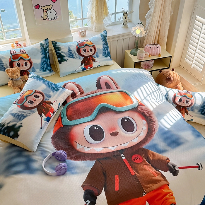 91家纺网 家纺一手货源 找家纺 馨语家居 2025新款全棉双层纱四件套 探险家