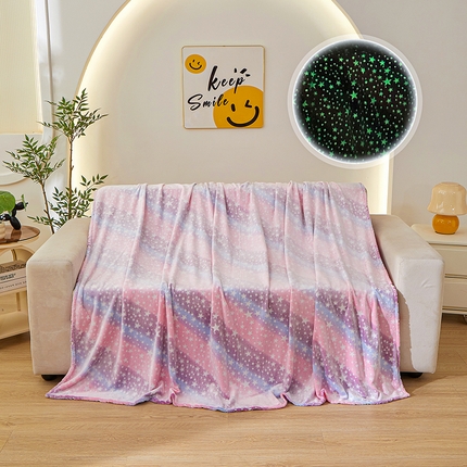 91家纺网 家纺一手货源 找家纺 （总）梦斋家纺 2025新款夜光彩虹独角兽飞马星星法兰绒毛毯