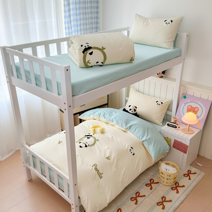 91家纺网 家纺一手货源 找家纺 锦觅 2025新款学生季全棉纯棉毛巾绣三件套奶油小清新刺绣四件套（全文件大图以及买家秀） 可爱熊猫