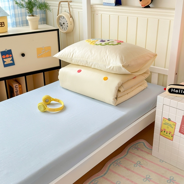 91家纺网 家纺一手货源 找家纺 锦觅 2025新款学生季全棉纯棉毛巾绣三件套奶油小清新刺绣四件套（全文件大图以及买家秀） 彩虹波点