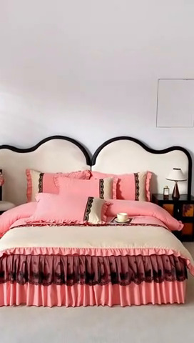 91家纺网 家纺一手货源 找家纺 皇谱家纺  2025新款60sA类水洗棉床裙款四件套-彩蝶之恋 彩蝶之恋-豆沙