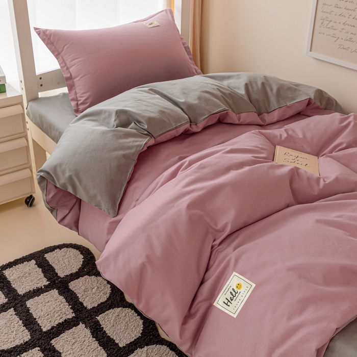 91家纺网 家纺一手货源 找家纺 贝兰仙奴 2025新款13372全棉印花简约学生三件套 豆沙