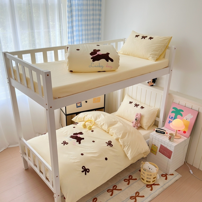 91家纺网 家纺一手货源 找家纺 锦觅 2025新款学生季全棉纯棉毛巾绣三件套奶油小清新刺绣四件套（全文件大图以及买家秀） 奶油兔兔