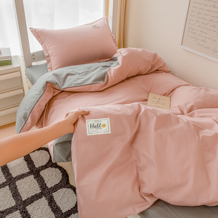 91家纺网 家纺一手货源 找家纺 贝兰仙奴 2025新款13372全棉印花简约学生三件套 奶油玉