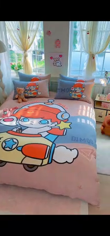 91家纺网 家纺一手货源 找家纺 馨语家居 2025新款全棉双层纱四件套 小小飞行员