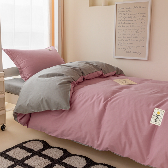 91家纺网 家纺一手货源 找家纺 贝兰仙奴 2025新款13372全棉印花简约学生三件套 豆沙