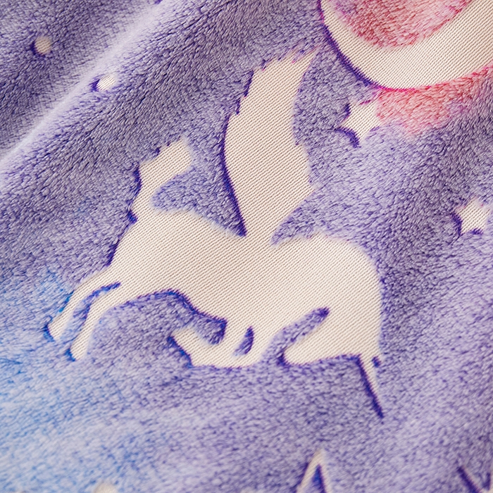 91家纺网 家纺一手货源 找家纺 梦斋家纺 2025新款夜光彩虹独角兽飞马星星法兰绒毛毯 夜光5