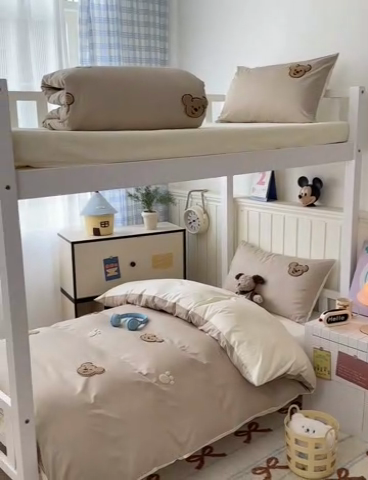 91家纺网 家纺一手货源 找家纺 锦觅 2025新款学生季全棉纯棉毛巾绣三件套奶油小清新刺绣四件套（全文件大图以及买家秀） 萌趣小熊