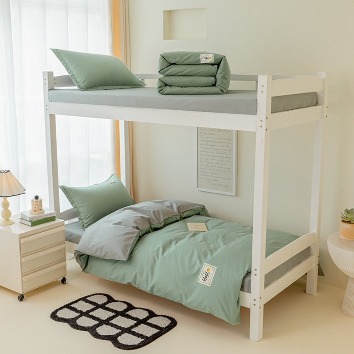 91家纺网 家纺一手货源 找家纺 贝兰仙奴 2025新款13372全棉印花简约学生三件套 抹茶