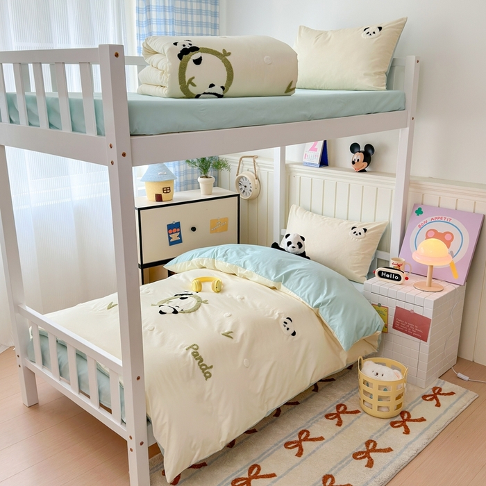 91家纺网 家纺一手货源 找家纺 （总）锦觅 2025新款学生季全棉纯棉毛巾绣三件套奶油小清新刺绣四件套（全文件大图以及买家秀）