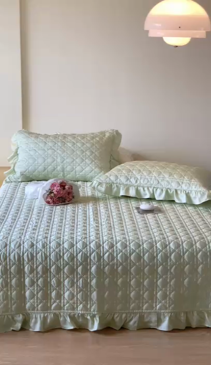 91家纺网 家纺一手货源 找家纺 优然居2023新款天丝绗缝床盖三件套