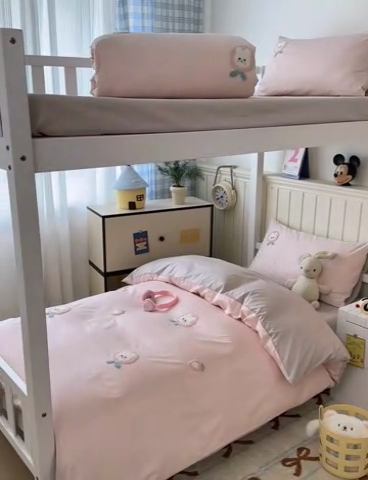 91家纺网 家纺一手货源 找家纺 锦觅 2025新款学生季全棉纯棉毛巾绣三件套奶油小清新刺绣四件套（全文件大图以及买家秀） 草莓兔兔