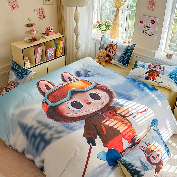 91家纺网 家纺一手货源 找家纺 馨语家居 2025新款全棉双层纱四件套 探险家