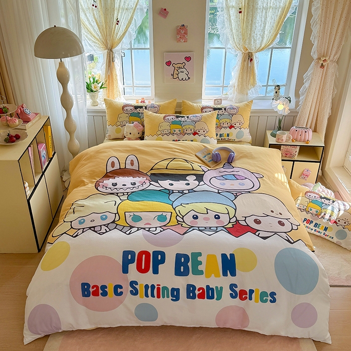 91家纺网 家纺一手货源 找家纺 馨语家居 2025新款全棉双层纱四件套 萌仔叠叠乐