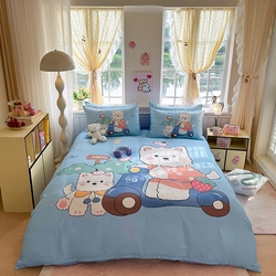 91家纺网 家纺一手货源 找家纺 馨语家居 2025新款全棉双层纱四件套 郊游,郊游