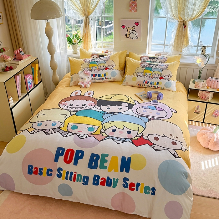 91家纺网 家纺一手货源 找家纺 馨语家居 2025新款全棉双层纱四件套 萌仔叠叠乐