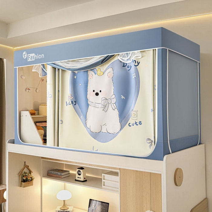 91家纺网 家纺一手货源 找家纺 （总）铭宣家居 2025新款100%物理强遮光纳米技术静电植绒环保透气床帘加密纱学生蚊帐透气面料