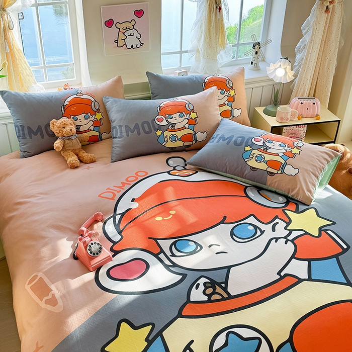 91家纺网 家纺一手货源 找家纺 馨语家居 2025新款全棉双层纱四件套 小小飞行员