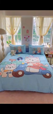 91家纺网 家纺一手货源 找家纺 馨语家居 2025新款全棉双层纱四件套 郊游