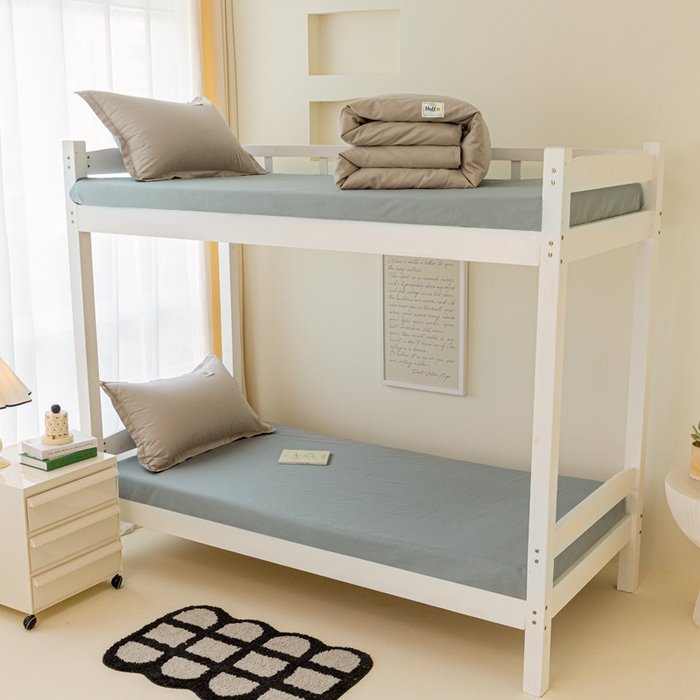 91家纺网 家纺一手货源 找家纺 贝兰仙奴 2025新款13372全棉印花简约学生三件套 卡其