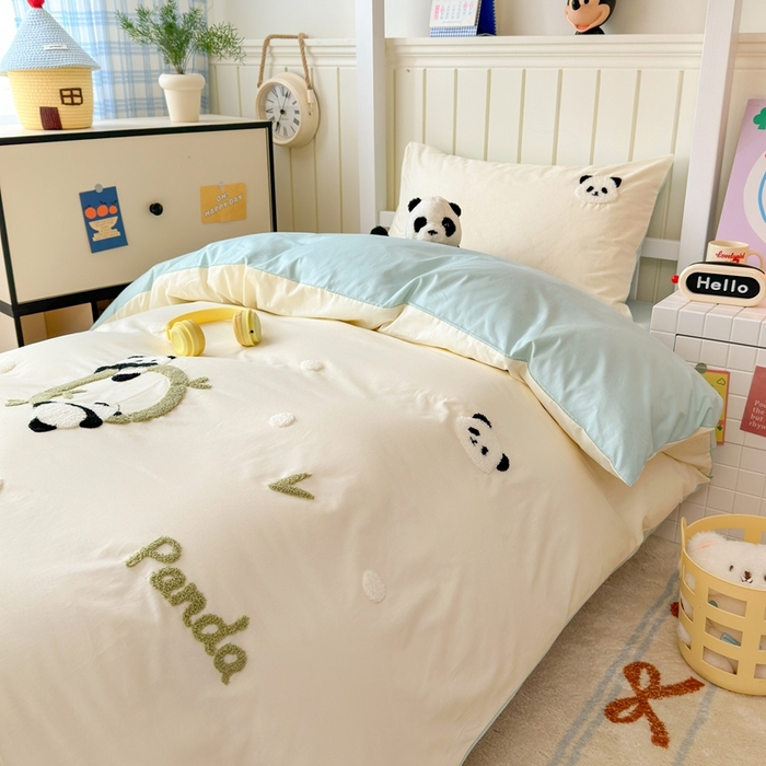 91家纺网 家纺一手货源 找家纺 （总）锦觅 2025新款学生季全棉纯棉毛巾绣三件套奶油小清新刺绣四件套（全文件大图以及买家秀）