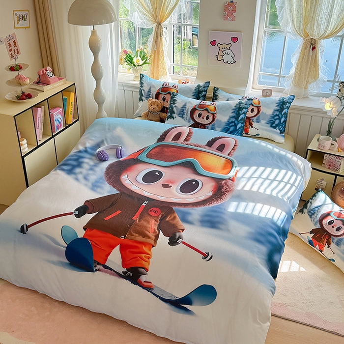 91家纺网 家纺一手货源 找家纺 馨语家居 2025新款全棉双层纱四件套 探险家