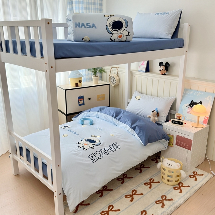 91家纺网 家纺一手货源 找家纺 锦觅 2025新款学生季全棉纯棉毛巾绣三件套奶油小清新刺绣四件套（全文件大图以及买家秀） 小宇航员