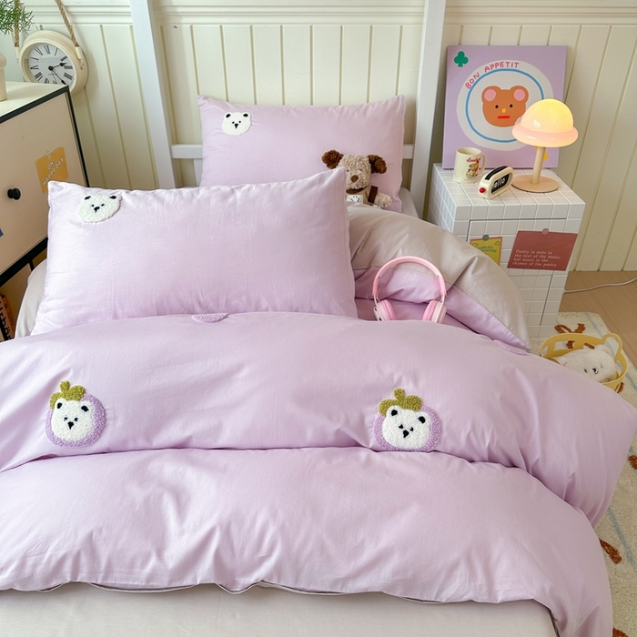 91家纺网 家纺一手货源 找家纺 锦觅 2025新款学生季全棉纯棉毛巾绣三件套奶油小清新刺绣四件套（全文件大图以及买家秀） 甜蜜幸福