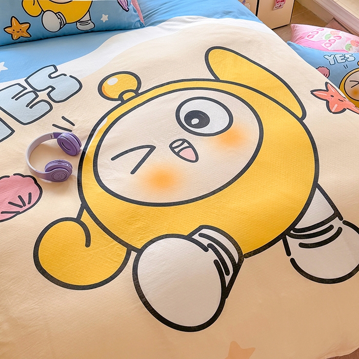 91家纺网 家纺一手货源 找家纺 馨语家居 2025新款全棉双层纱四件套 海滩冒险