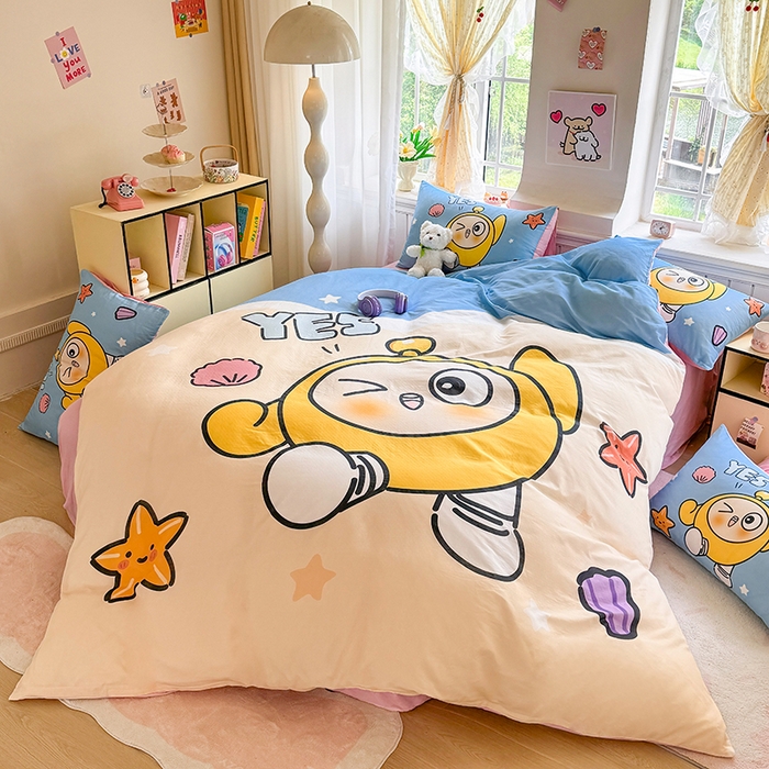 91家纺网 家纺一手货源 找家纺 馨语家居 2025新款全棉双层纱四件套 海滩冒险