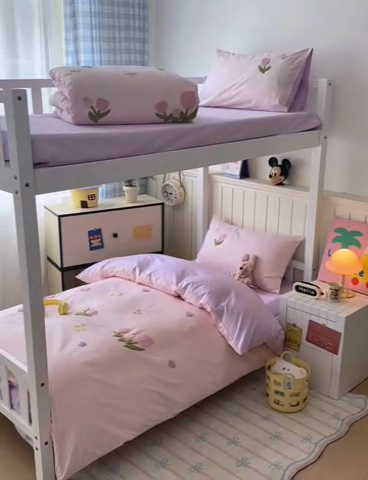 91家纺网 家纺一手货源 找家纺 锦觅 2025新款学生季全棉纯棉毛巾绣三件套奶油小清新刺绣四件套（全文件大图以及买家秀） 蝶恋花（粉紫）