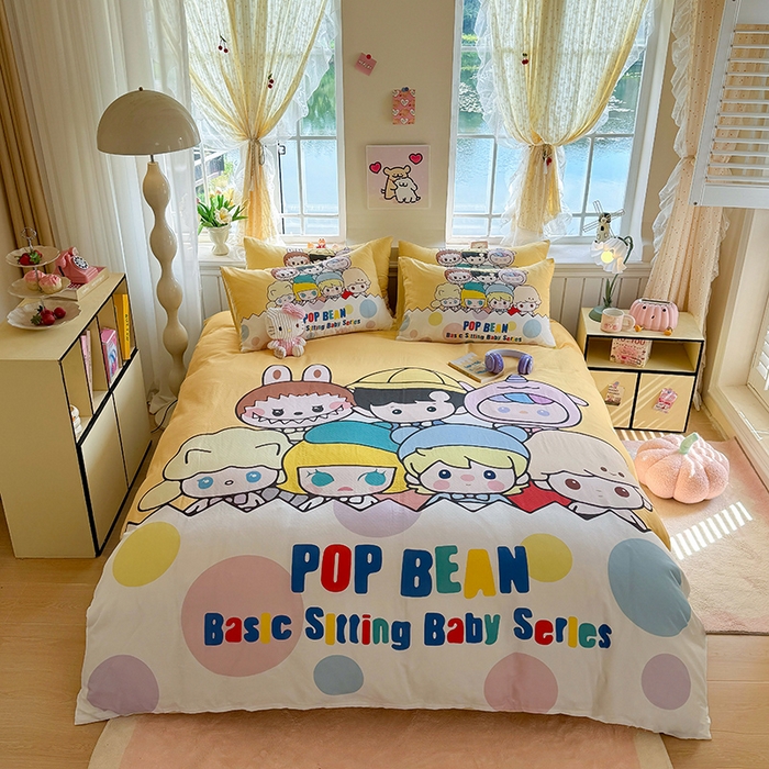 91家纺网 家纺一手货源 找家纺 馨语家居 2025新款全棉双层纱四件套 萌仔叠叠乐