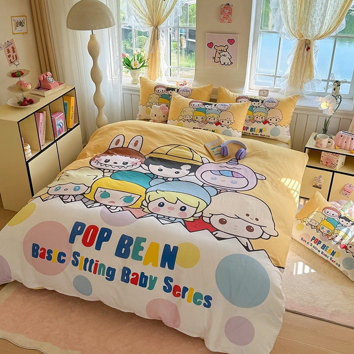 91家纺网 家纺一手货源 找家纺 馨语家居 2025新款全棉双层纱四件套 萌仔叠叠乐