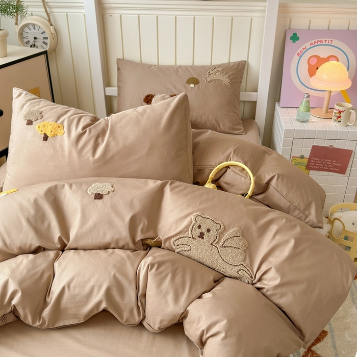 91家纺网 家纺一手货源 找家纺 锦觅 2025新款学生季全棉纯棉毛巾绣三件套奶油小清新刺绣四件套（全文件大图以及买家秀） 丛林趣事