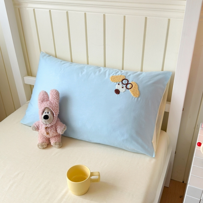 91家纺网 家纺一手货源 找家纺 锦觅 2025新款学生季全棉纯棉毛巾绣三件套奶油小清新刺绣四件套（全文件大图以及买家秀） 奔跑的狗狗